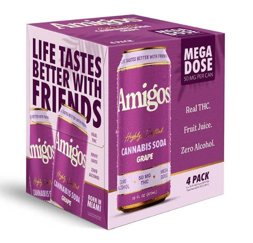 4PK - Amigos - 50MG THC Soda